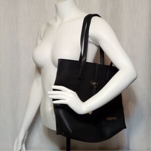 KENNETH COLE Reaction Black 100% PVC Large Hobo Zipper Satchel Tote Purse